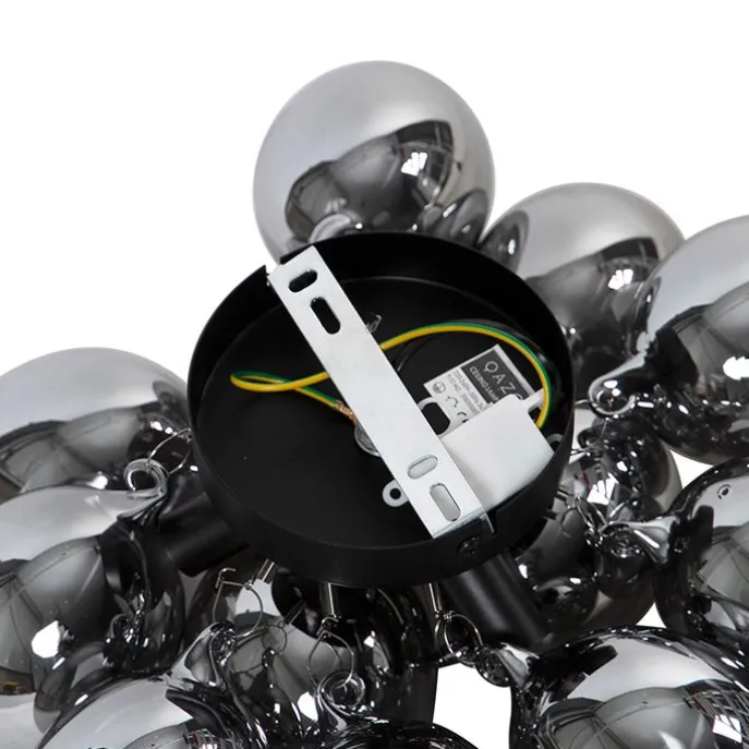 Design plafondlamp zwart met smoke glas 3-lichts - Uvas