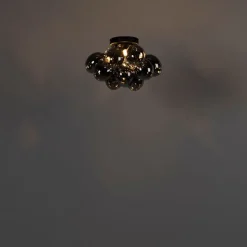 Design plafondlamp zwart met smoke glas 3-lichts - Uvas