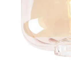 Design plafondlamp zwart met amber glas - Qara