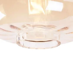 Design plafondlamp zwart met amber glas - Qara