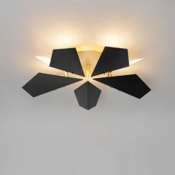 Design plafondlamp zwart met goud 5-lichts - Sinem