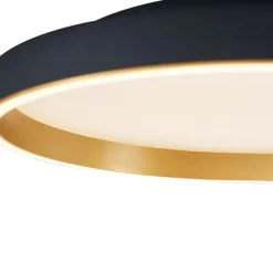 Design plafondlamp zwart met goud 60cm incl. LED 3-way switch - Ingo