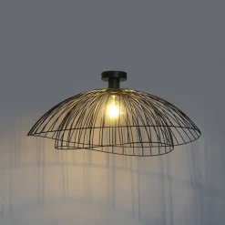 Design plafondlamp zwart met dubbel kap 66cm - Pua