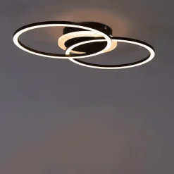 Design plafondlamp zwart incl. LED 3-staps dimbaar - Veni