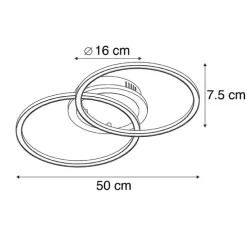 Design plafondlamp zwart incl. LED 3-staps dimbaar - Veni