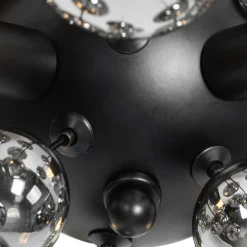 Design plafondlamp zwart met smoke glas 4-lichts - Explode