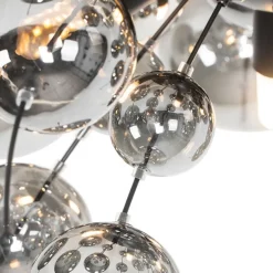 Design plafondlamp zwart met smoke glas 4-lichts - Explode