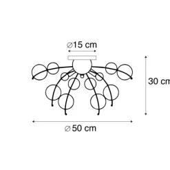 Design plafondlamp zwart met smoke glas 4-lichts - Explode