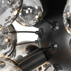 Design plafondlamp zwart met smoke glas 4-lichts - Explode