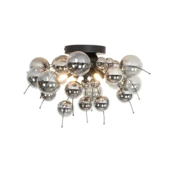 Design plafondlamp zwart met smoke glas 4-lichts - Explode