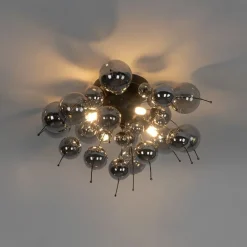 Design plafondlamp zwart met smoke glas 4-lichts - Explode