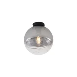 Design plafondlamp zwart met smoke fading glas - Pillon