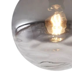 Design plafondlamp zwart met smoke fading glas - Pillon