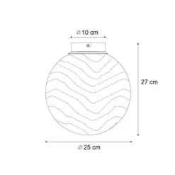 Design plafondlamp zwart met smoke fading glas - Pillon