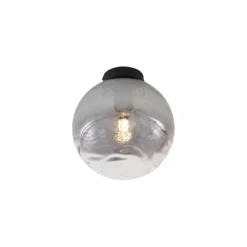 Design plafondlamp zwart met smoke fading glas - Pillon