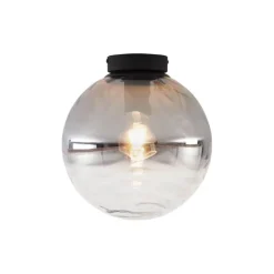 Design plafondlamp zwart met smoke fading glas - Pillon
