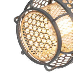 Design plafondlamp zwart met goud 3-lichts - Noud