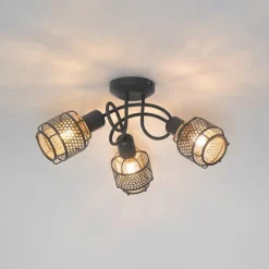 Design plafondlamp zwart met goud 3-lichts - Noud