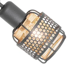 Design plafondlamp zwart met goud 3-lichts - Noud