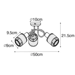 Design plafondlamp zwart met goud 3-lichts - Noud
