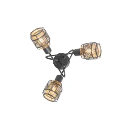 Design plafondlamp zwart met goud 3-lichts - Noud
