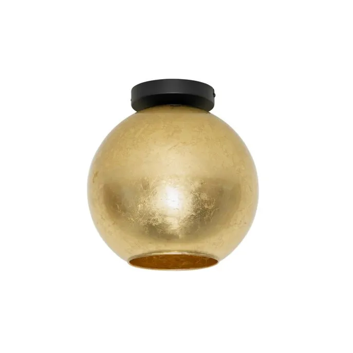 Design plafondlamp zwart met goud glas - Bert