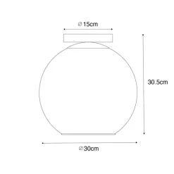 Design plafondlamp zwart met goud glas - Bert