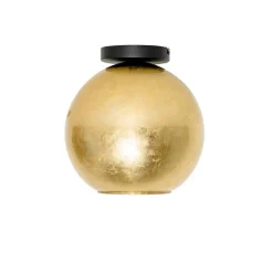 Design plafondlamp zwart met goud glas - Bert