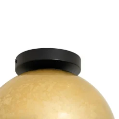 Design plafondlamp zwart met goud glas - Bert