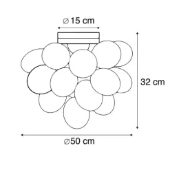 Design plafondlamp zwart met smoke glas 6-lichts - Uvas