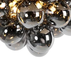 Design plafondlamp zwart met smoke glas 6-lichts - Uvas