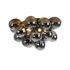 Design plafondlamp zwart met smoke glas 6-lichts - Uvas
