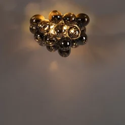 Design plafondlamp zwart met smoke glas 6-lichts - Uvas