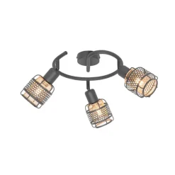 Design plafondlamp zwart met goud 3-lichts rond - Noud