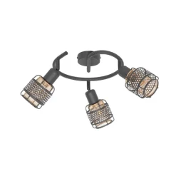 Design plafondlamp zwart met goud 3-lichts rond - Noud