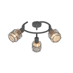 Design plafondlamp zwart met goud 3-lichts rond - Noud