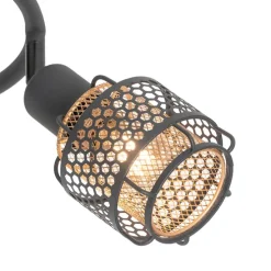Design plafondlamp zwart met goud 3-lichts rond - Noud