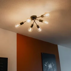 Design plafondlamp zwart 6-lichts - Sputnik