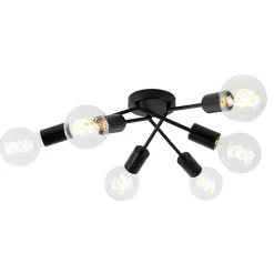Design plafondlamp zwart 6-lichts - Sputnik