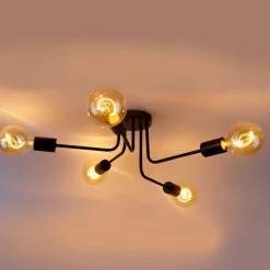 Design plafondlamp zwart 5-lichts - Facile