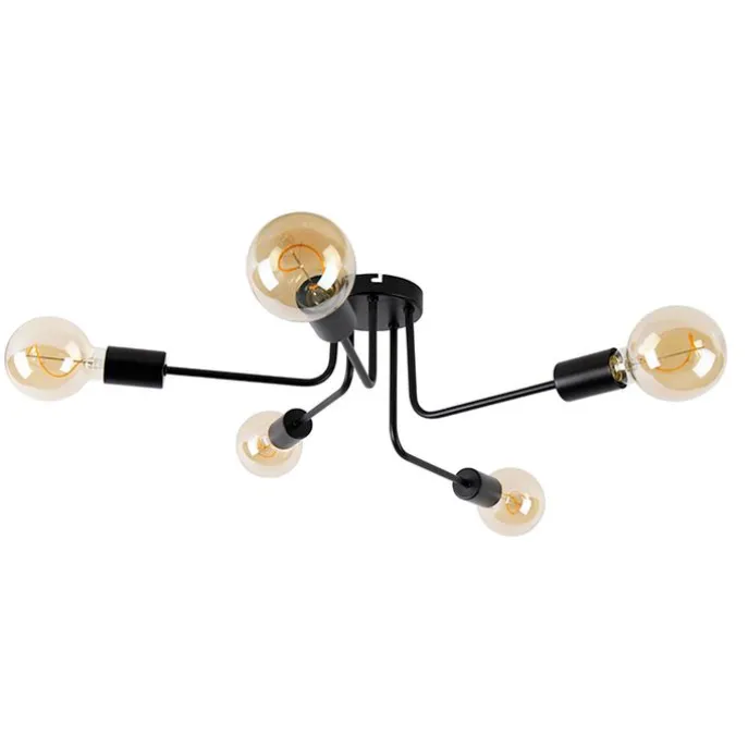 Design plafondlamp zwart 5-lichts - Facile