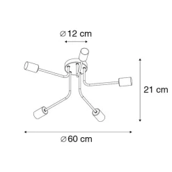 Design plafondlamp zwart 5-lichts - Facile