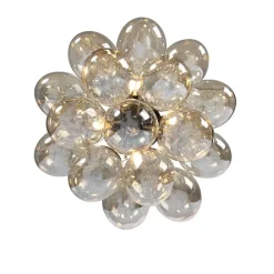 Design plafondlamp zwart met amber glas 4-lichts - Uvas