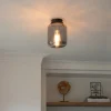 Design plafondlamp zwart met smoke glas - Bliss