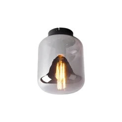 Design plafondlamp zwart met smoke glas - Bliss