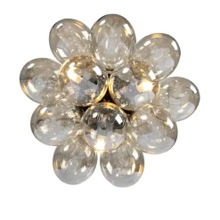 Design plafondlamp zwart met amber glas 3-lichts - Uvas