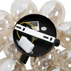 Design plafondlamp zwart met amber glas 3-lichts - Uvas