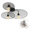 Design plafondlamp zwart met mesh 3-lichts - Jane