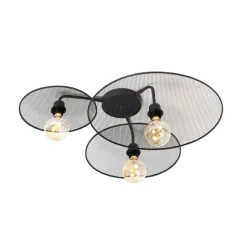 Design plafondlamp zwart met mesh 3-lichts - Jane
