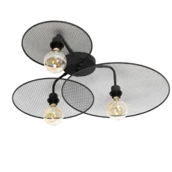 Design plafondlamp zwart met mesh 3-lichts - Jane